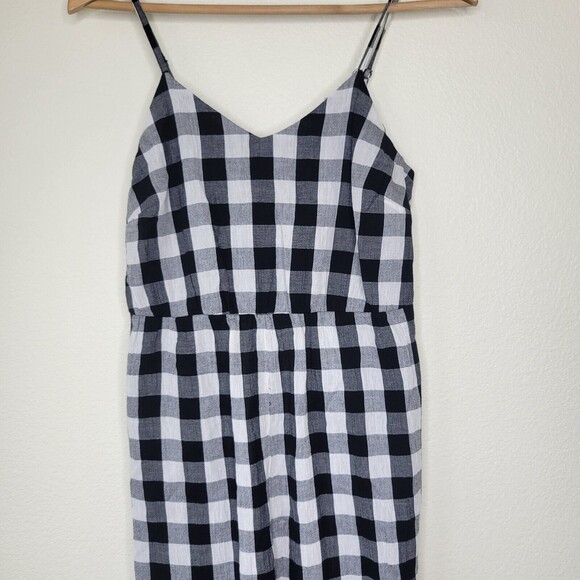 Madewell Cami Wide-Leg Jumpsuit in Gingham Check black and white Size XXS - Picture 3 of 15